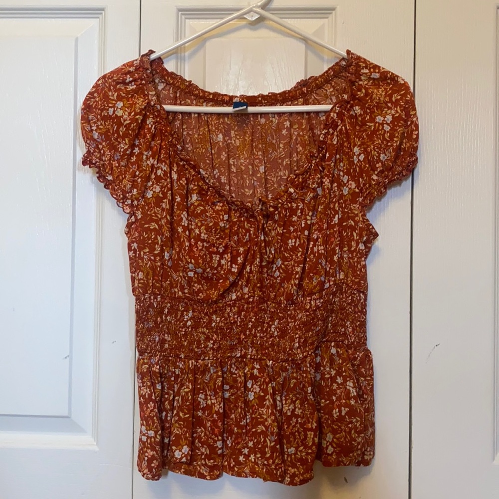 Orange Short Sleeve comfortable blouse